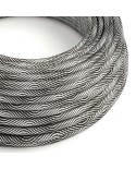 Câble textile Noir optique et argent Vertigo brillant - L'Original Creative-Cables - ERM64 rond 2x0,75mm / 3x0,75mm