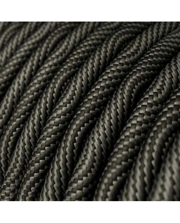 Câble textile Noir optique et gris Vertigo brillant - L'Original Creative-Cables - ERM67 rond 2x0,75mm / 3x0,75mm