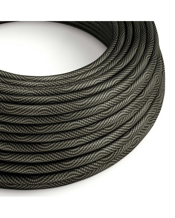 Câble textile Noir optique et gris Vertigo brillant - L'Original Creative-Cables - ERM67 rond 2x0,75mm / 3x0,75mm