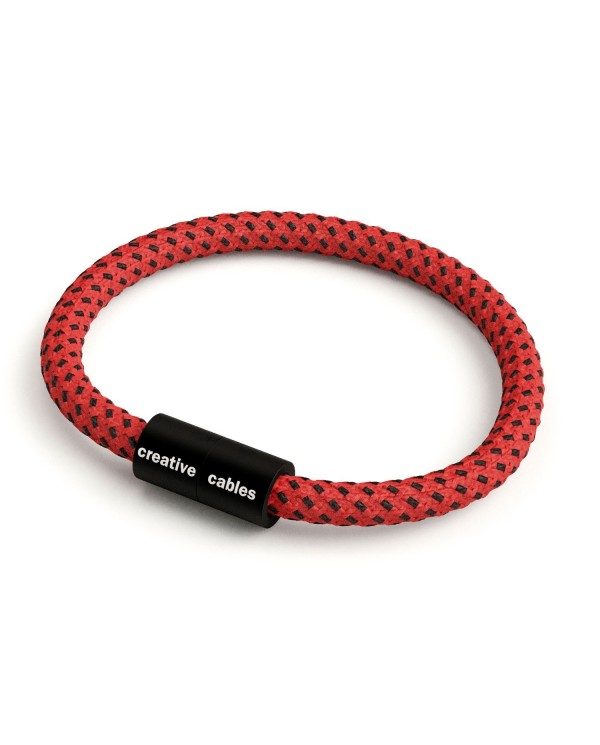 Bracelet avec fermoir magnétique noir mat et câble RT94 (effet soie Red Devil)