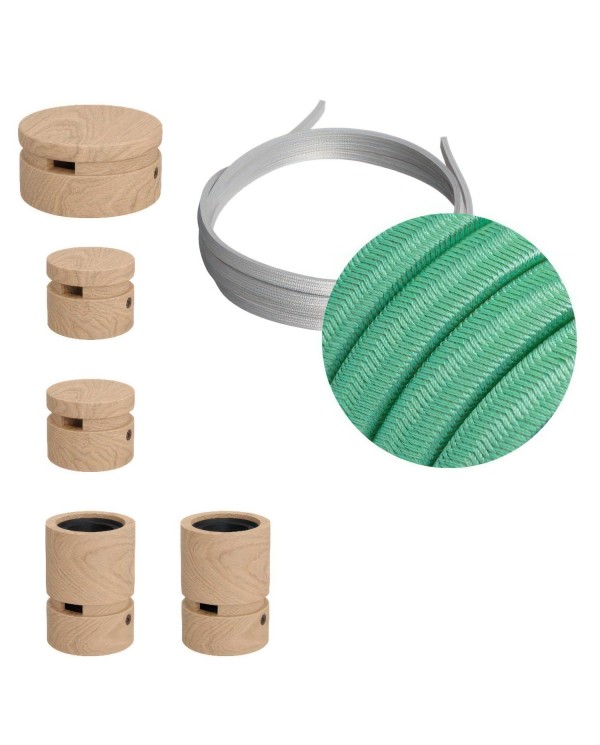Kit Wiggle Filé system - avec câbles pour guirlande lumineuse de 3 mètres et 5 composants en bois pour intérieur