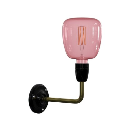 Fermaluce Classic, metaal-porseleinen wandlamp met gebogen arm - zwart-messing