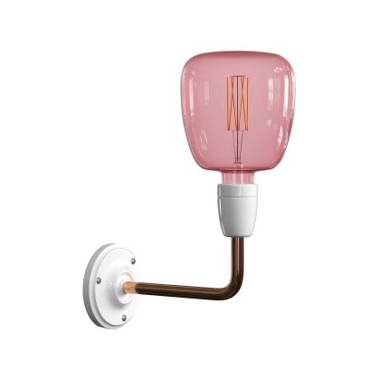 Fermaluce Classic, metaal-porseleinen wandlamp met gebogen arm - wit-koper