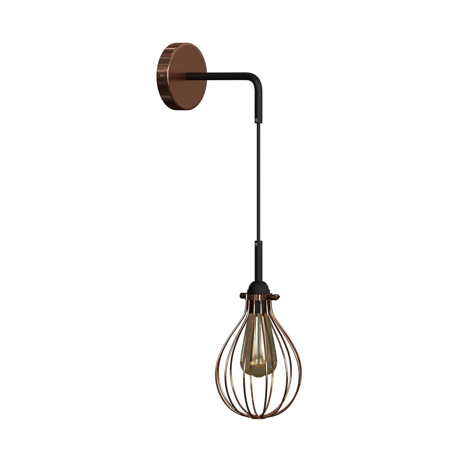 Fermaluce Metal met Drop lampenkap, metalen wandlamp met gebogen arm en textielkabel