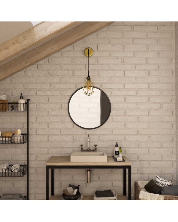 Fermaluce Metal met Drop lampenkap, metalen wandlamp met gebogen arm en textielkabel