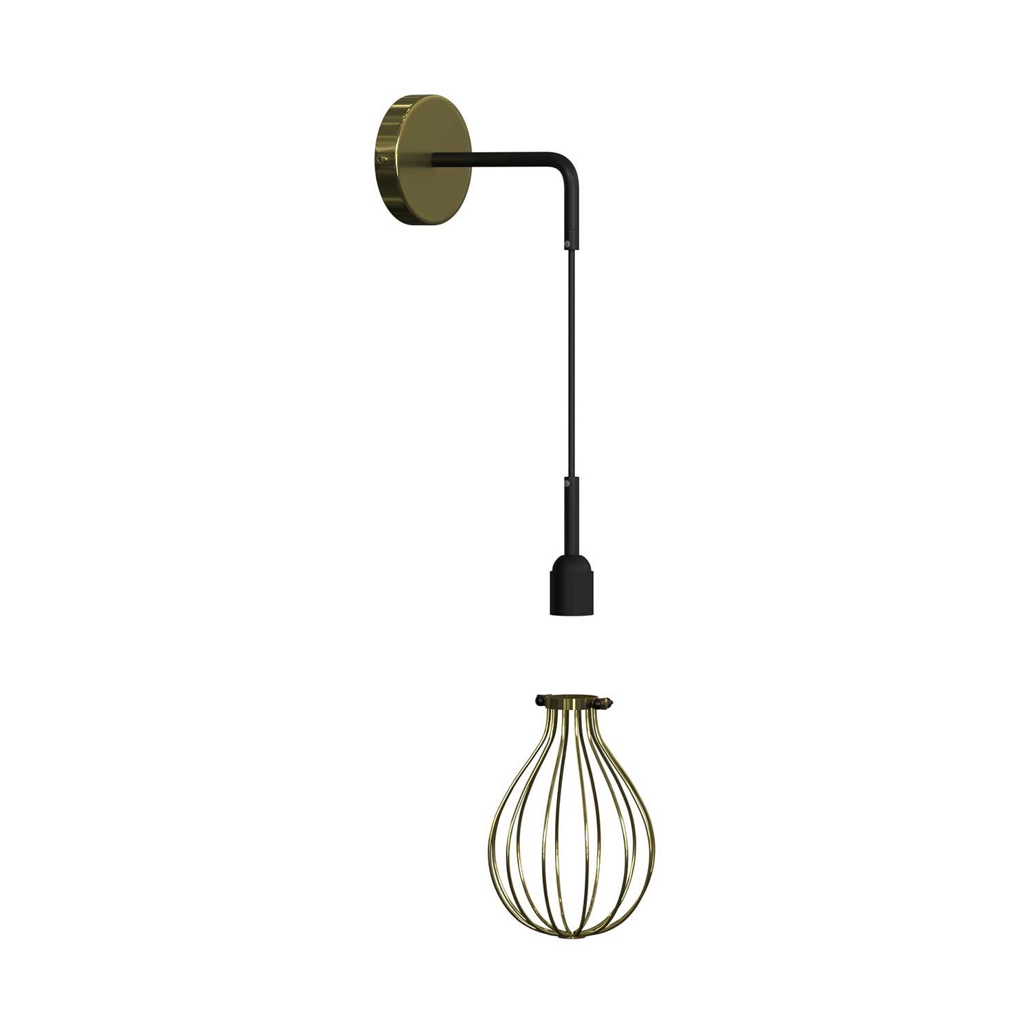 Fermaluce Metal met Drop lampenkap, metalen wandlamp met gebogen arm en textielkabel