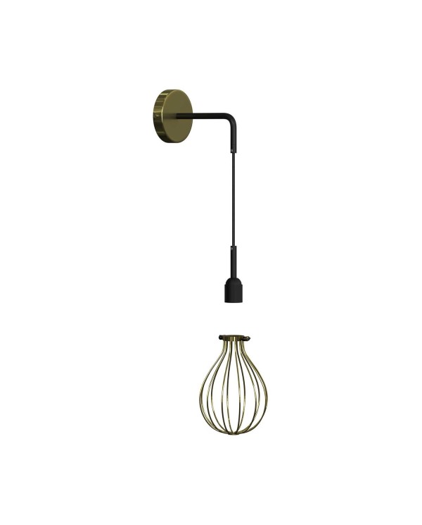 Fermaluce Metal met Drop lampenkap, metalen wandlamp met gebogen arm en textielkabel