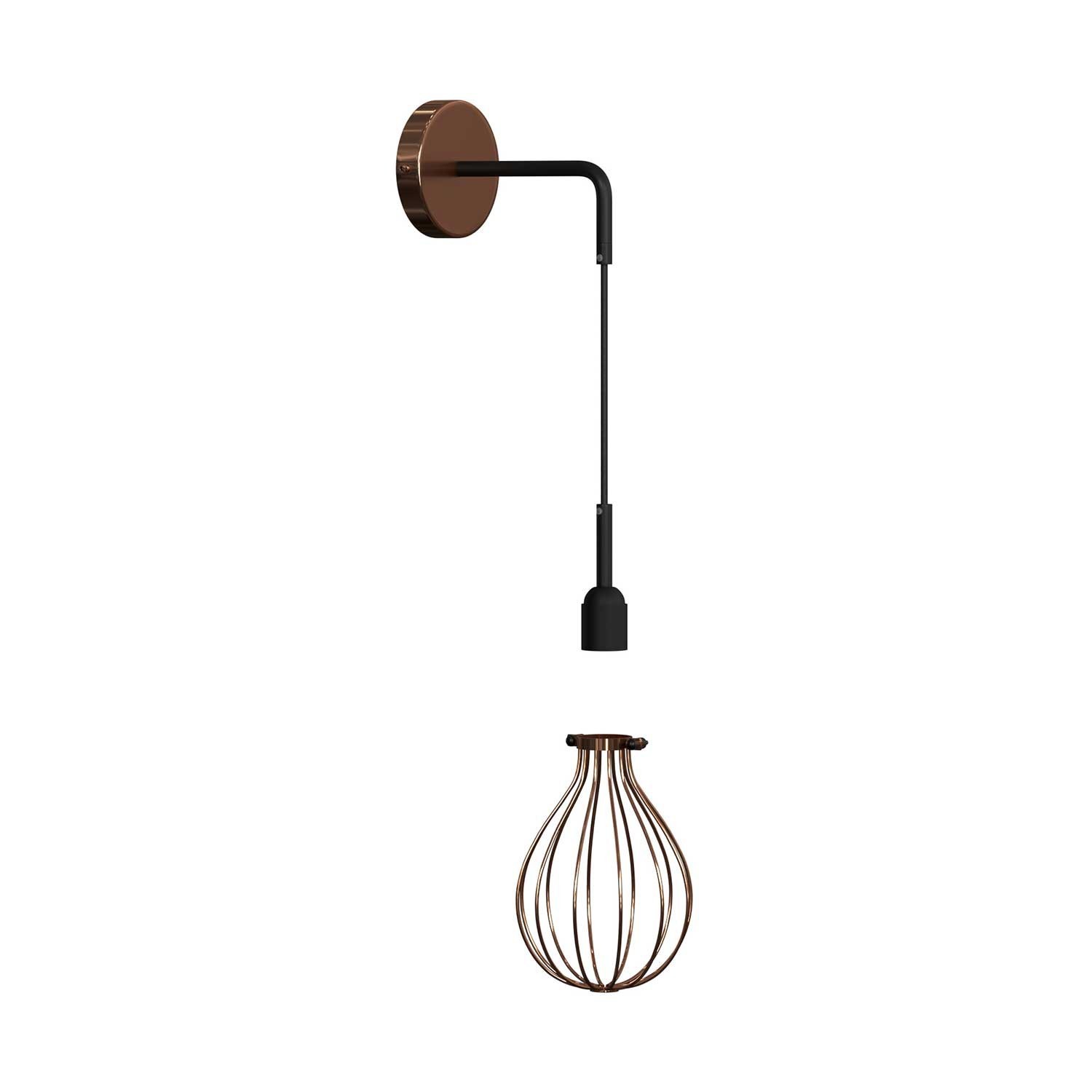 Fermaluce Metal met Drop lampenkap, metalen wandlamp met gebogen arm en textielkabel
