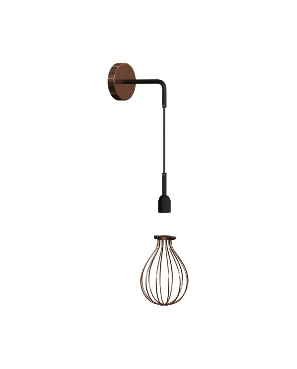 Fermaluce Metal, applique murale en métal avec abat-jour Drop et extension curbe