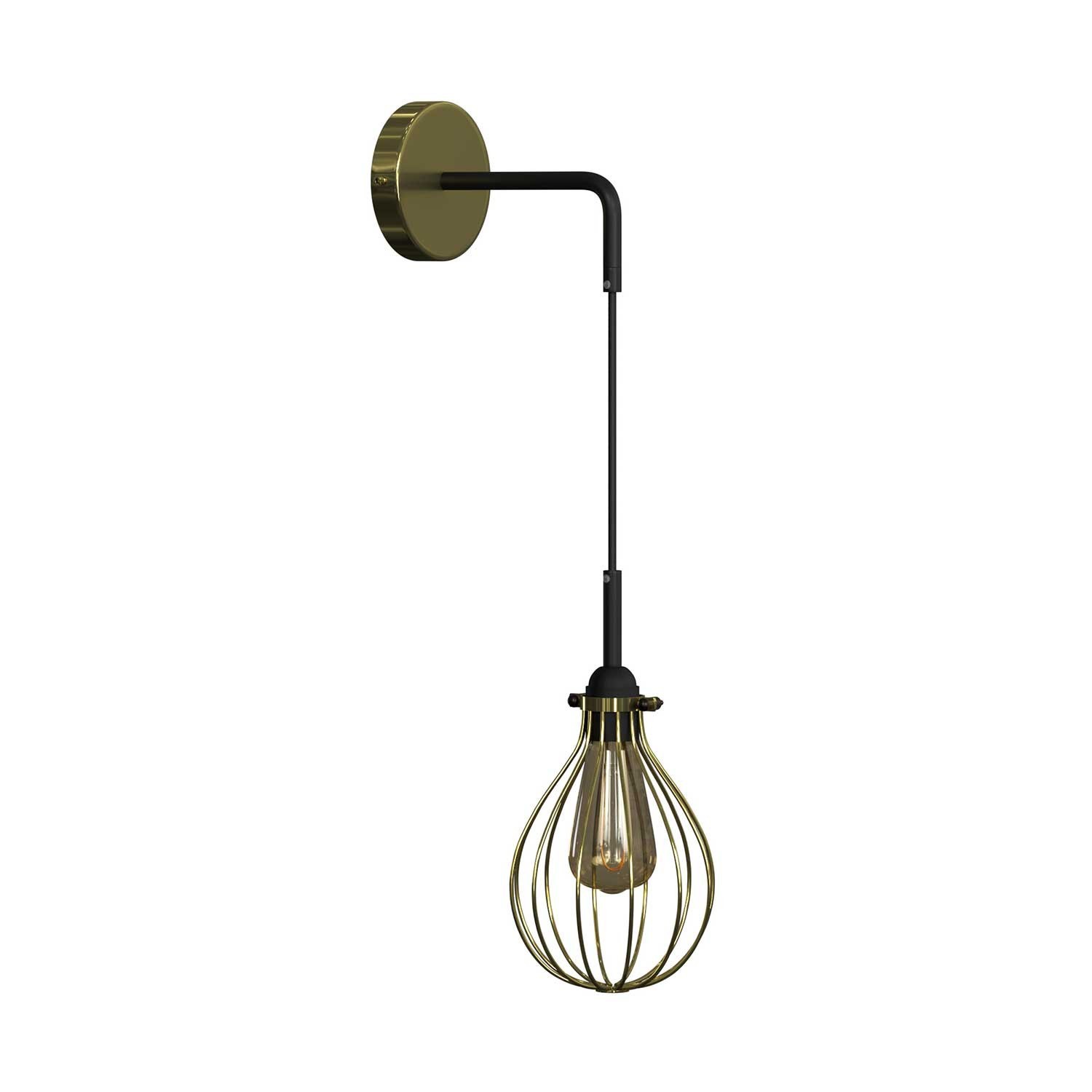 Fermaluce Metal met Drop lampenkap, metalen wandlamp met gebogen arm en textielkabel