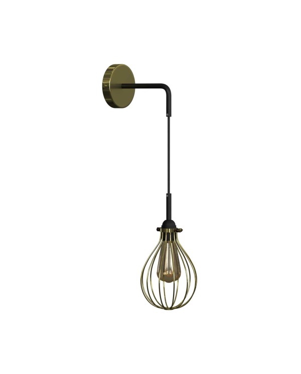 Fermaluce Metal met Drop lampenkap, metalen wandlamp met gebogen arm en textielkabel