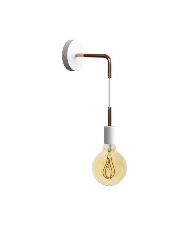 Fermaluce Metal, wandlamp met gebogen arm, textielkabel en metaalafwerking