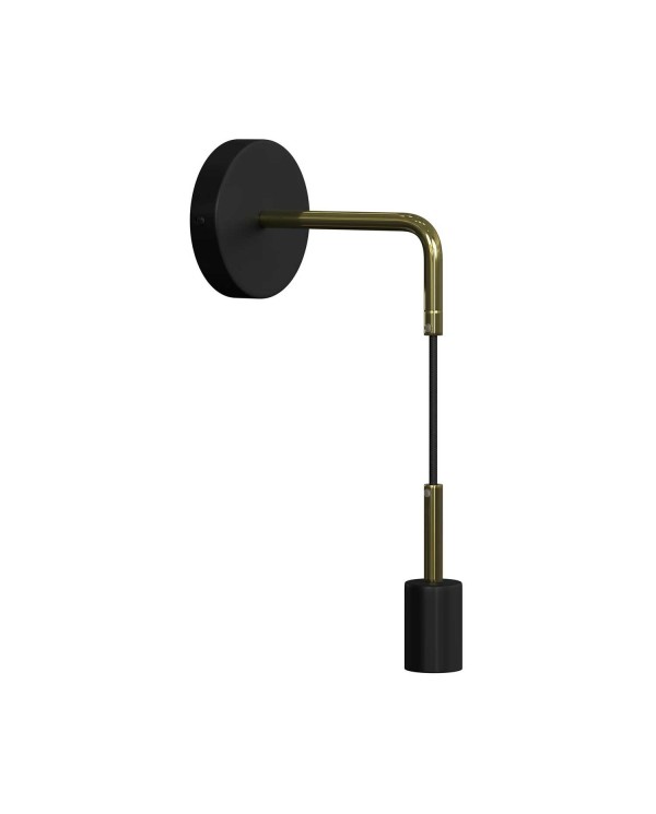 Fermaluce Metal, wandlamp met gebogen arm, textielkabel en metaalafwerking