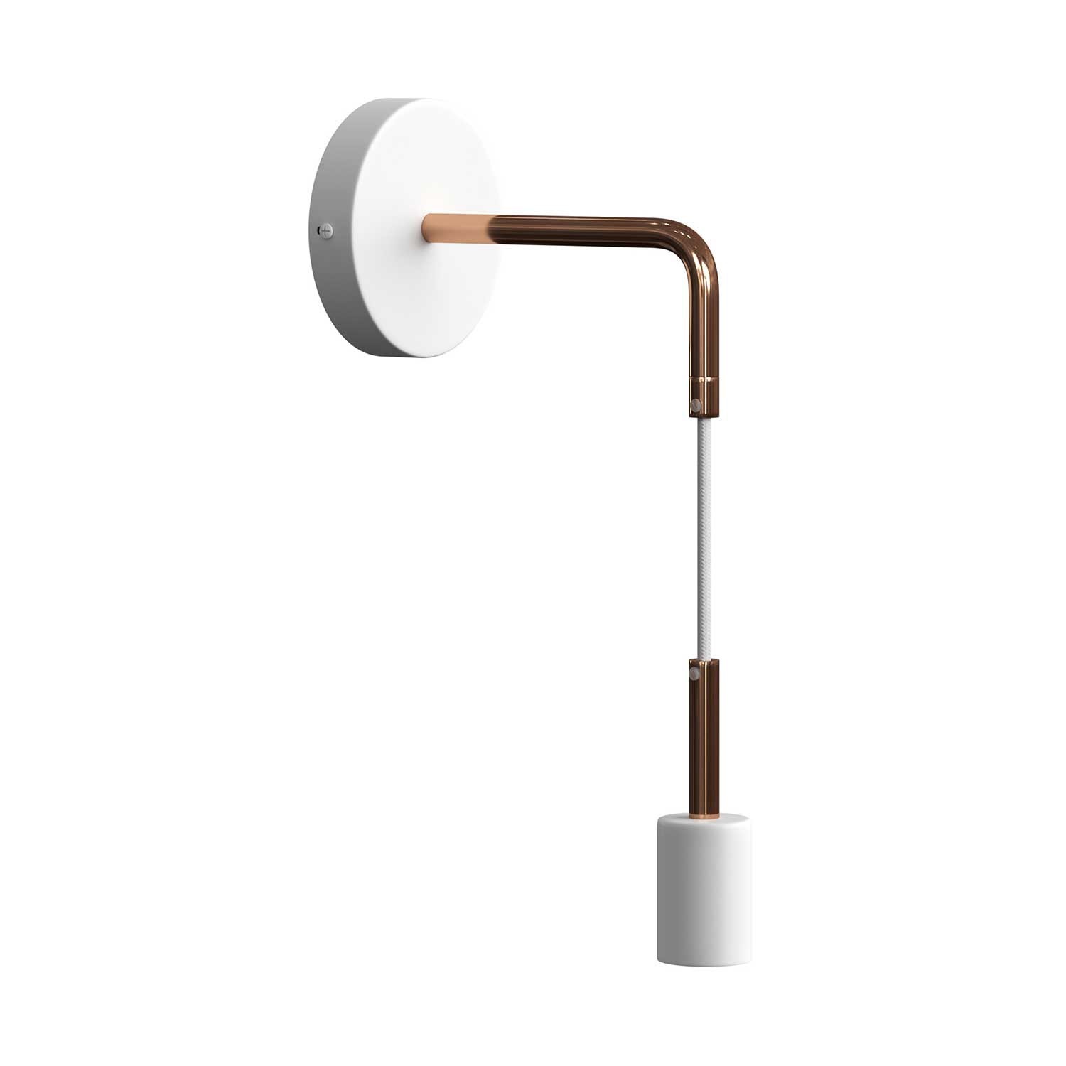 Fermaluce Metal, wandlamp met gebogen arm, textielkabel en metaalafwerking