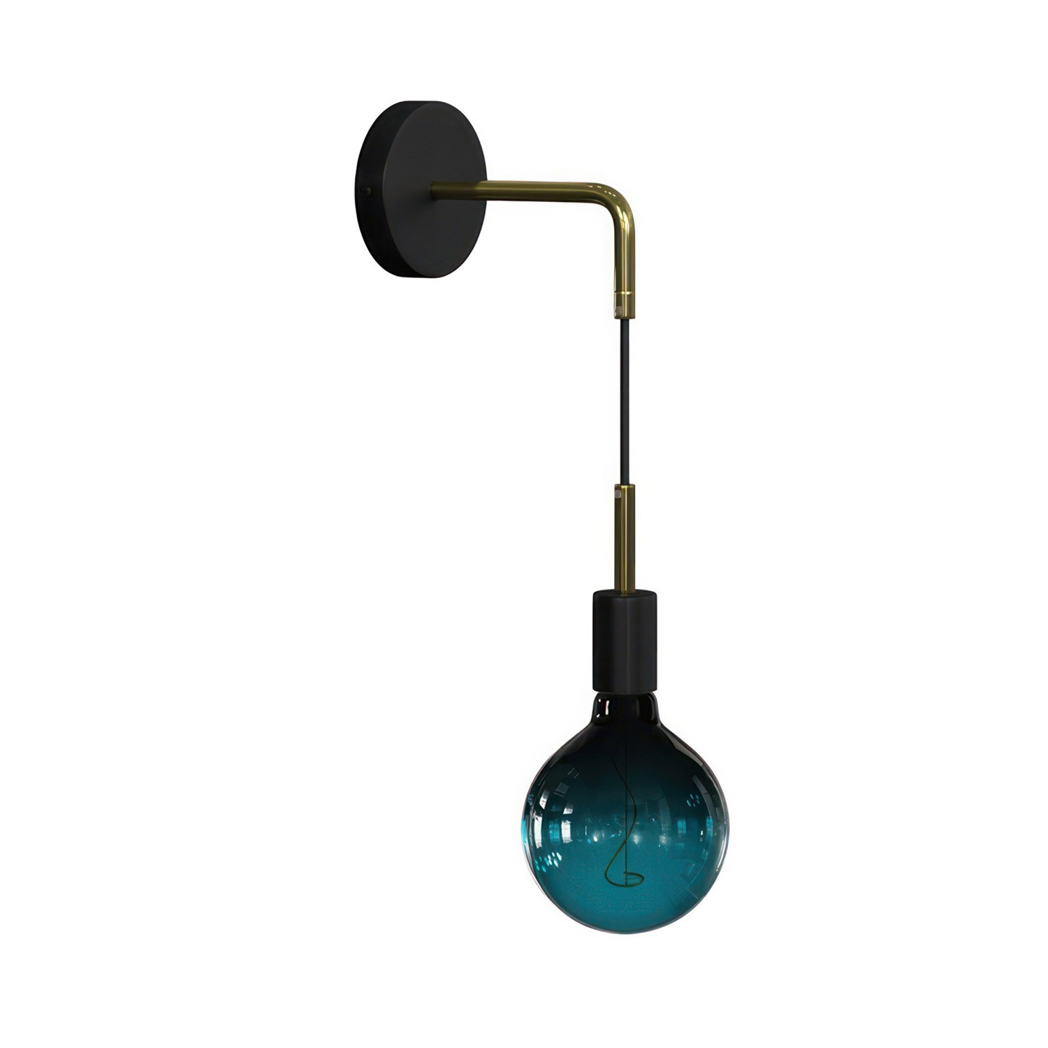 Fermaluce Metal, wandlamp met gebogen arm, textielkabel en metaalafwerking