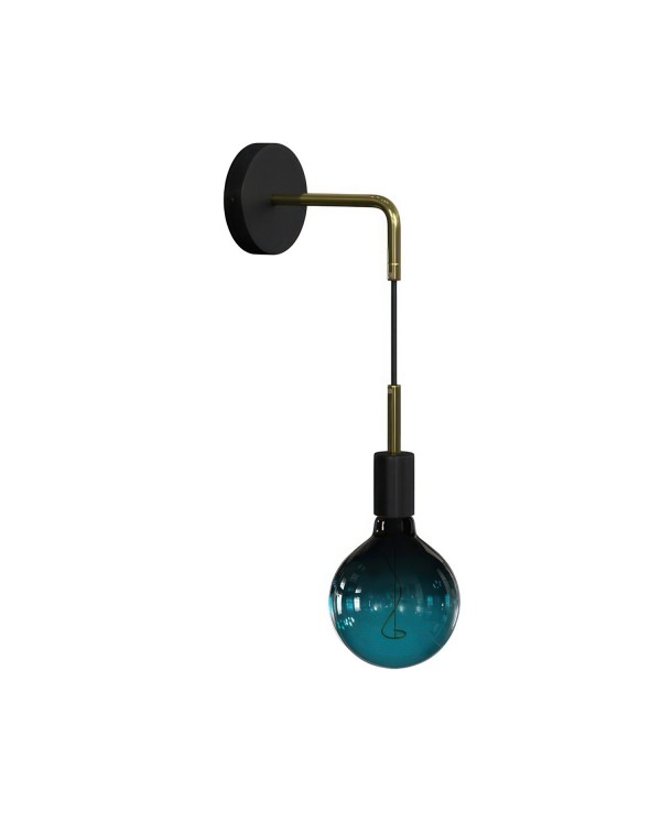 Fermaluce Metal, wandlamp met gebogen arm, textielkabel en metaalafwerking