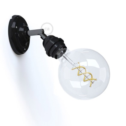 Fermaluce Classic 90° met E27 schroefdraadfitting, porseleinen verstelbare muurlamp - zwart