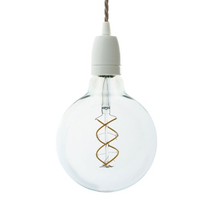 Suspension fabriquée en Italie avec câble textile torsadé et finition porcelaine - Blanc - TC43