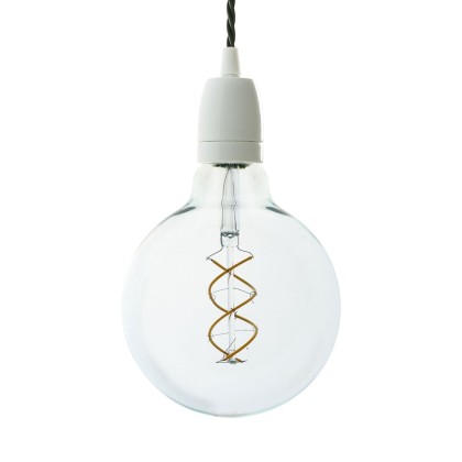 Suspension fabriquée en Italie avec câble textile torsadé et finition porcelaine - Blanc - TC63
