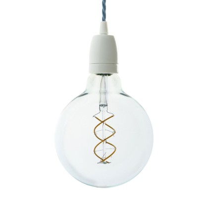 Suspension fabriquée en Italie avec câble textile torsadé et finition porcelaine - Blanc - TC53
