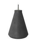 Suspension fabriquée en Italie avec câble textile, abat-jour Entennoir en ciment et finition en métal