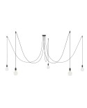 Spider - Hanglamp met 5 vallen. Gemaakt in Italië, compleet met lcihtbronnen, stoffen kabel en metalen afwerkingen