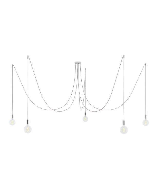 Spider - Suspension multiple 5 bras fabriquée en Italie, avec câble textile et finitions métalliques