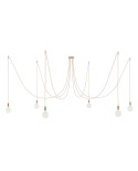 Spider - Hanglamp met 6 pendels Gemaakt in Italië, compleet met lichtbronnen, stoffen kabel en metalen afwerkingen