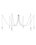 Spider - Hanglamp met 6 pendels Gemaakt in Italië, compleet met lichtbronnen, stoffen kabel en metalen afwerkingen