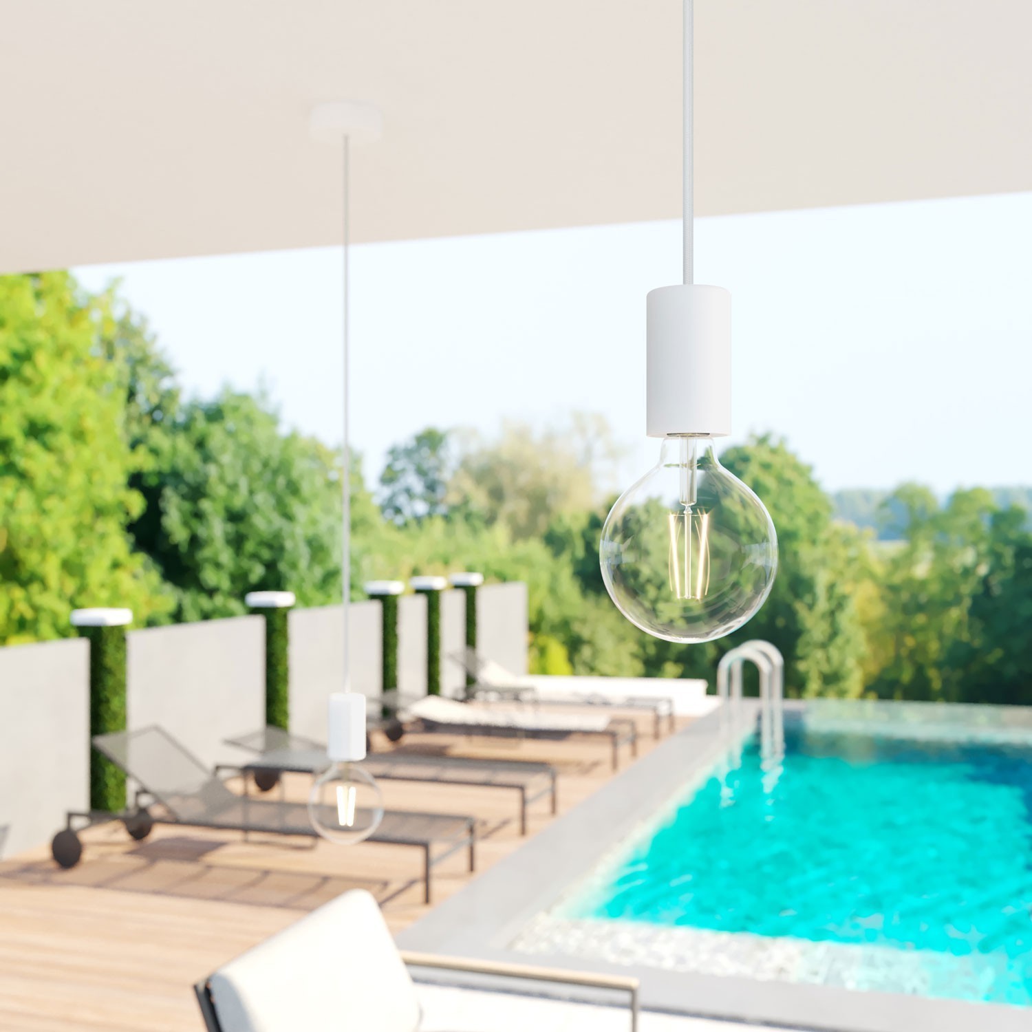 UV-bestendige ronde elektrische kabel met witte SM01 stoffen voering voor buitengebruik - Compatibel met Eiva Outdoor IP65