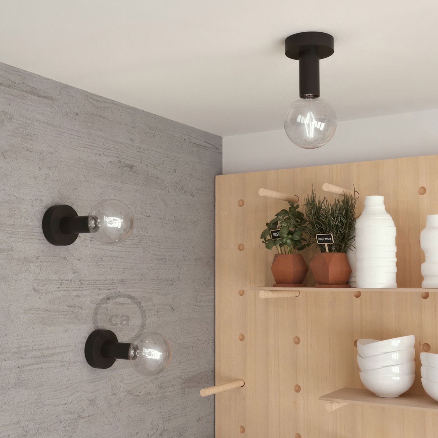 Fermaluce Wood M, houten wand- of plafondlamp