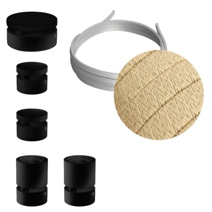 Kit Wiggle Filé system - avec câbles pour guirlande lumineuse de 3 mètres et 5 composants en bois verni noir pour intérieur - CN06
