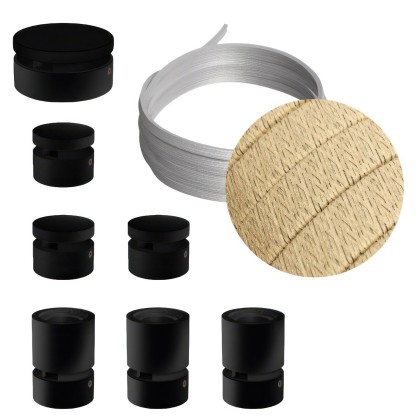 Filé Linear kit systeem - met 5 m. prikkabel voor lichtsnoer en 7 componenten van zwart gelakt hout voor binnenruimtes. - CN06