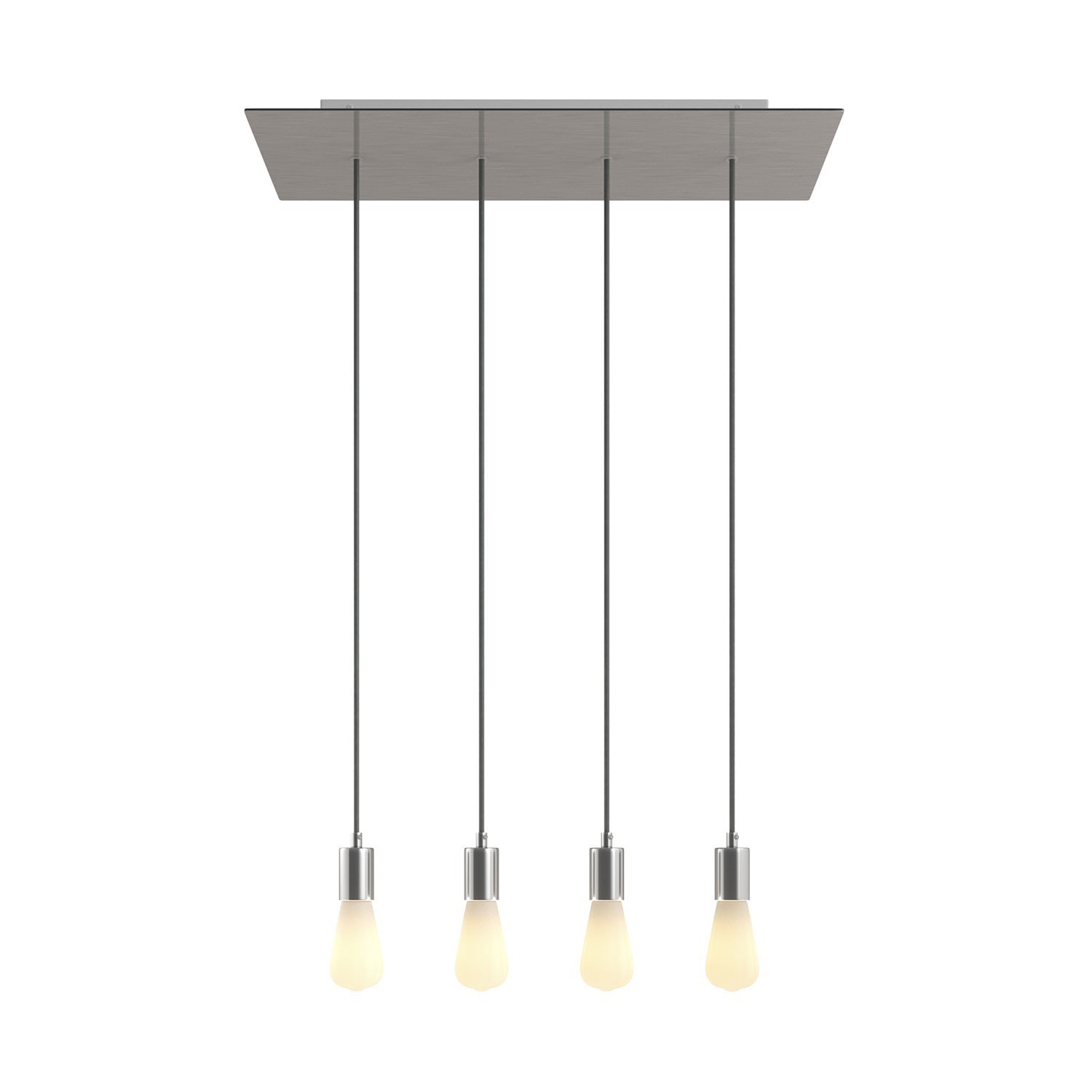 4 lichts-hanglamp voorzien van XXL rechthoekige Rose-One 675 mm compleet met strijkijzersnoer en metalen afwerking