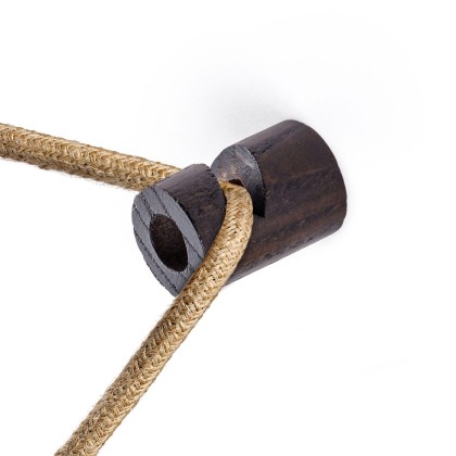 Kit de décentralisation, crochet en bois en “V” au mur ou au plafond pour câble électrique textile - Effet Wengé