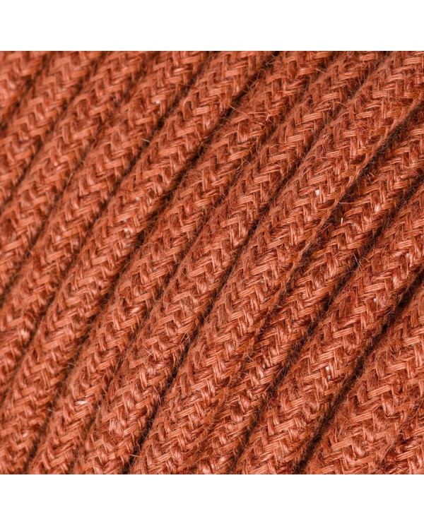 Ronde Elektriciteitskabel bekleed met Jute, Effen Stof - Klei-oranje RN27