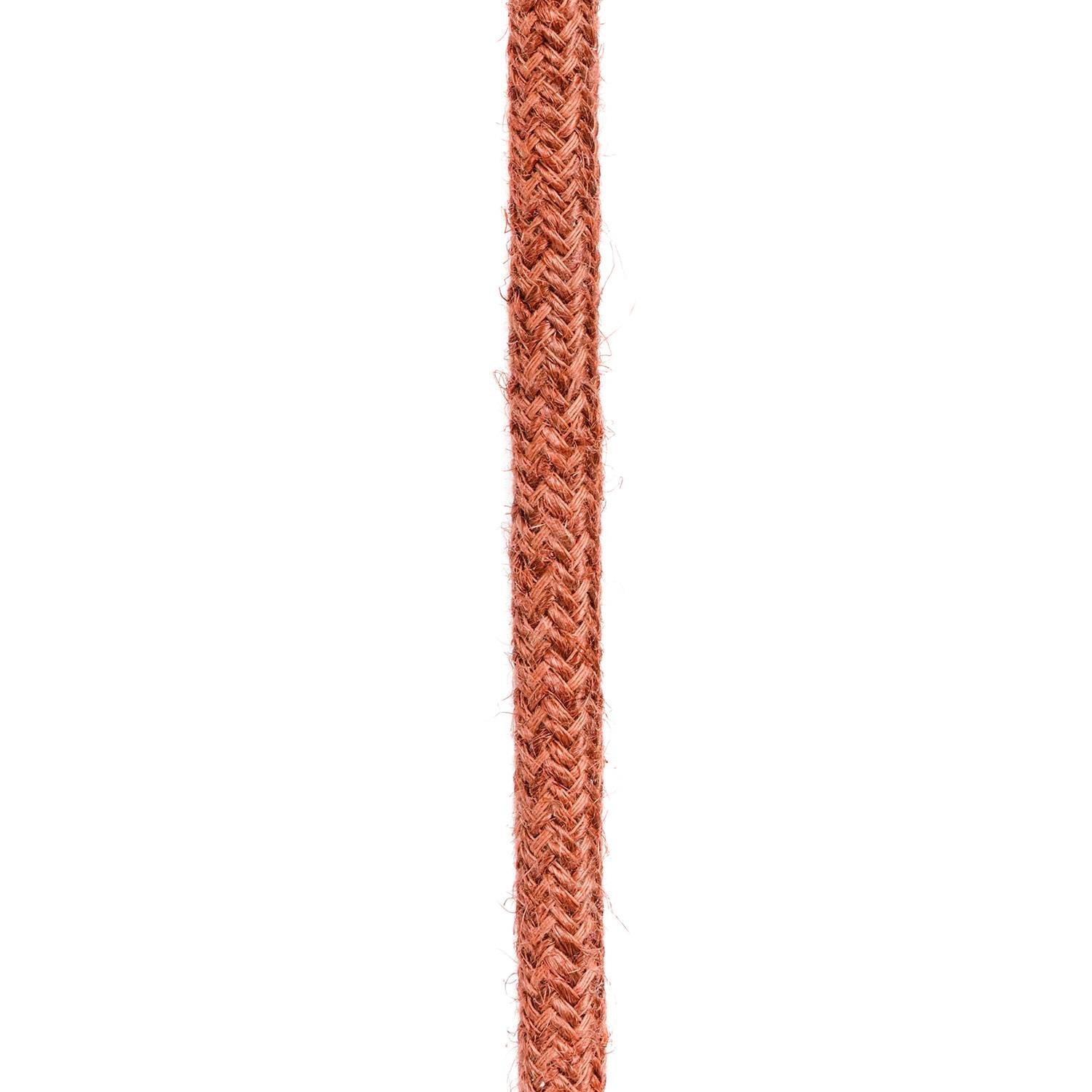 Ronde Elektriciteitskabel bekleed met Jute, Effen Stof - Klei-oranje RN27
