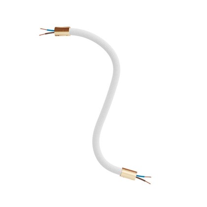 Kit Creative Flex flexibele buis bekleed met witte RM01 stof met metalen eindstukken - geborsteld brons