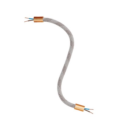 Kit Creative Flex flexibele buis bekleed met lichtkleurige mix RM72 stof met metalen eindstukken - geborsteld koper