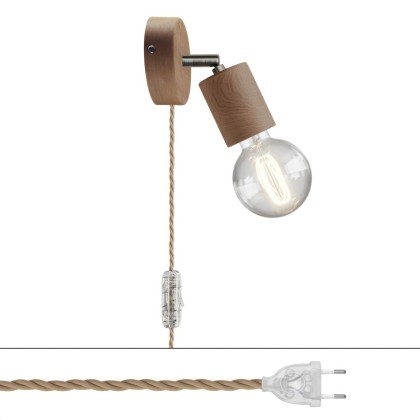 Spostaluce lamp en verstelbaar houten scharnier - neutraal - geborsteld titanium
