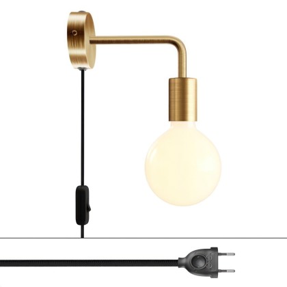 Spostaluce metalen lamp met gebogen arm - geborsteld brons