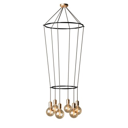 Lustre 2 Cage avec 6 bras Globo - Laiton