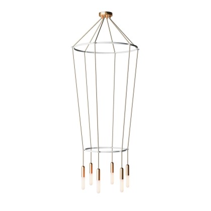 Lustre 2 Cage avec 6 bras P-Light - Bronze satiné
