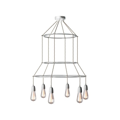 Lustre 3 Cage avec 6 bras Edison ST64 - Gris