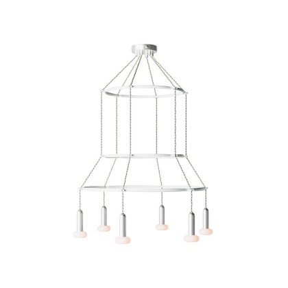 Lustre 3 Cage avec 6 bras P-Light Dash - Titane satiné