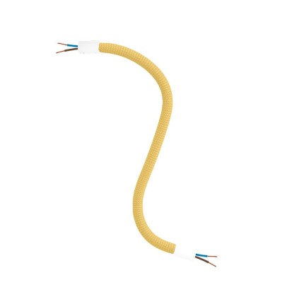 Kit Creative Flex tube flexible recouvert de tissu moutarde RM79 avec bornes métalliques - Blanc mat