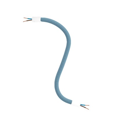 Kit Creative Flex tube flexible recouvert de tissu pétrole RM78 avec bornes métalliques - Blanc mat