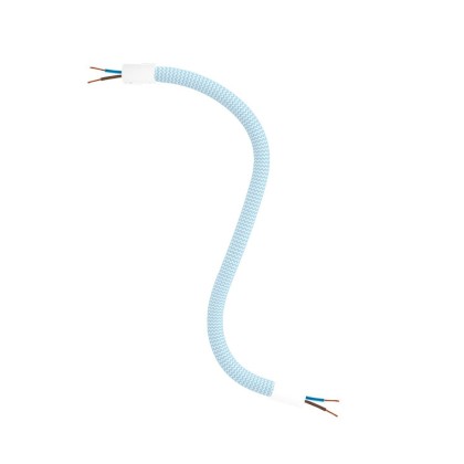 Kit Creative Flex tube flexible recouvert de tissu blue ciel RM76 avec bornes métalliques - Blanc mat