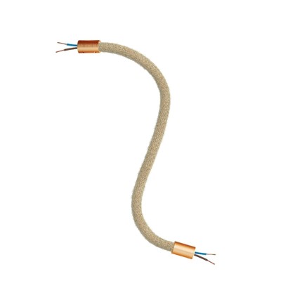 Kit Creative Flex tube d'extension flexible recouvert de jute RN06 Neutre avec extrémités métalliques - Cuivre satiné