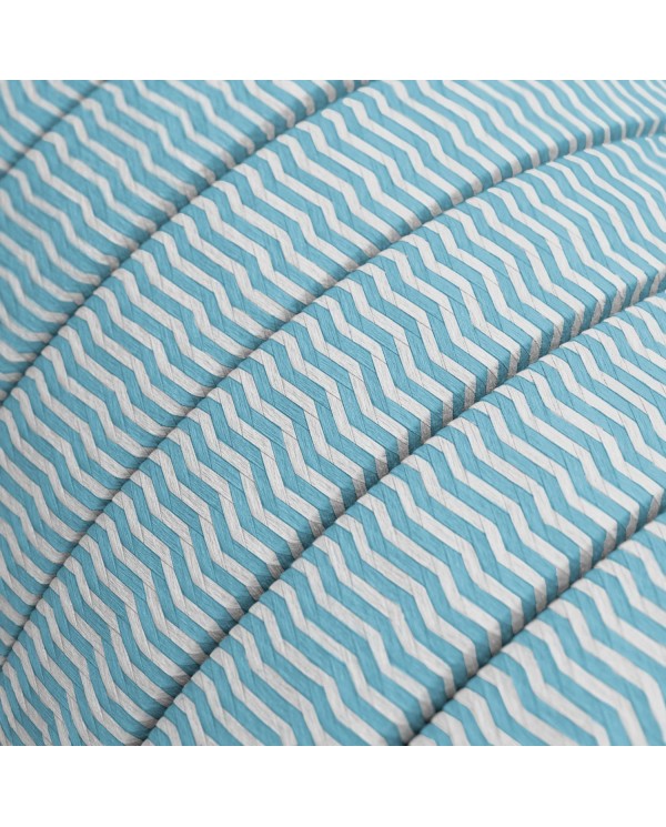 Câble électrique pour guirlande lumineuse recouvert de tissu Turquoise zig-zag CZ11 - résistant aux UV